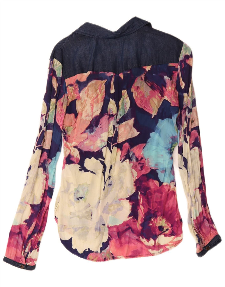 Desigual donna pullover camicia camicetta UK 10 piccolo floreale multicolore