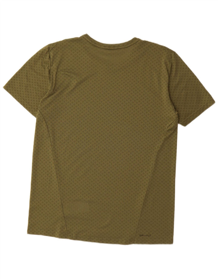 Nike Mens Dri Fit T-Shirt Top Medium Khaki Geometric Polyester