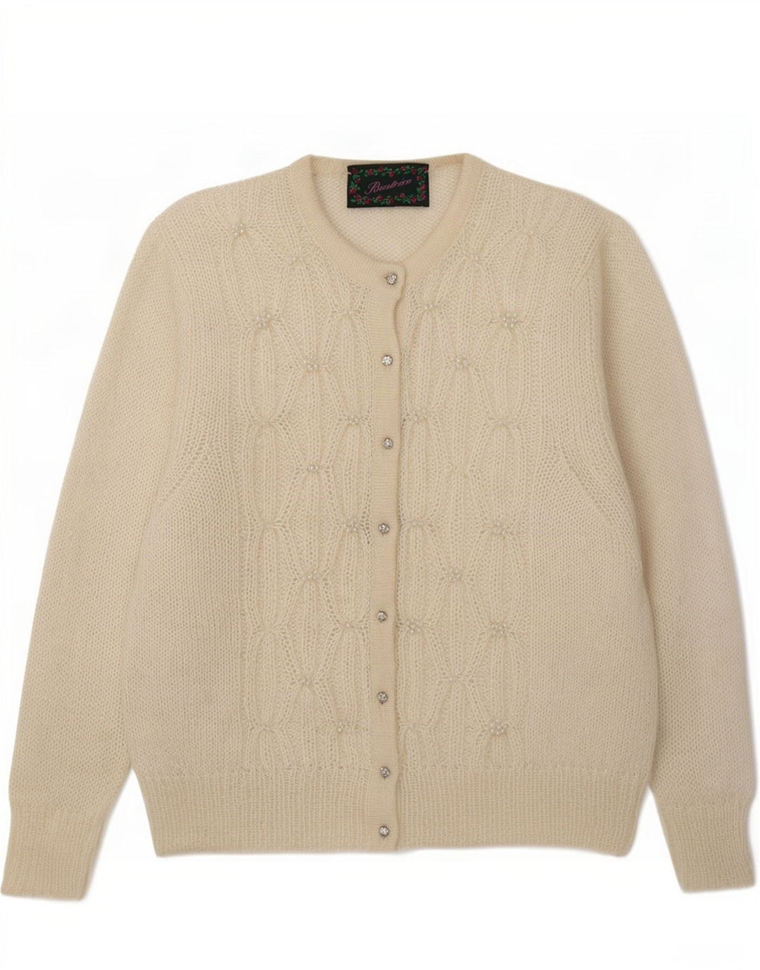 Beatrice Womens Cardigan Sweater IT 46 Large Beige Mohair