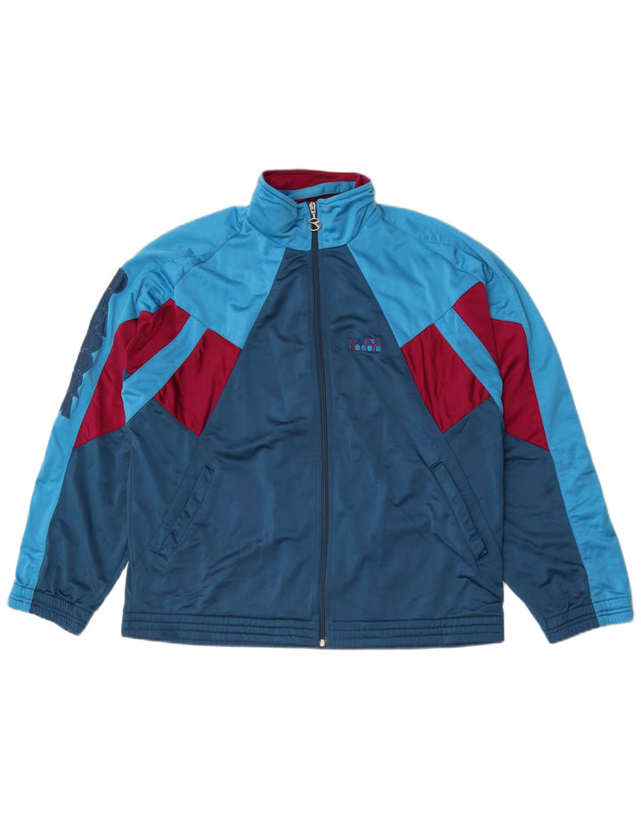 Diadora Mens Graphic Full Tracksuit UK 42 Large Blue Colourblock Polyester