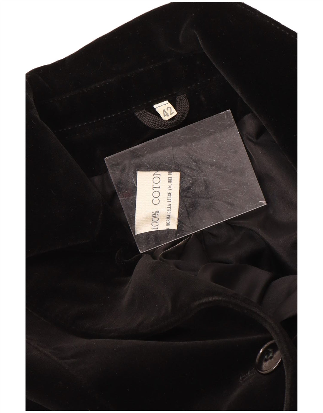 Giacca blazer in velluto a 5 bottoni vintage da donna IT 42 cotone nero medio