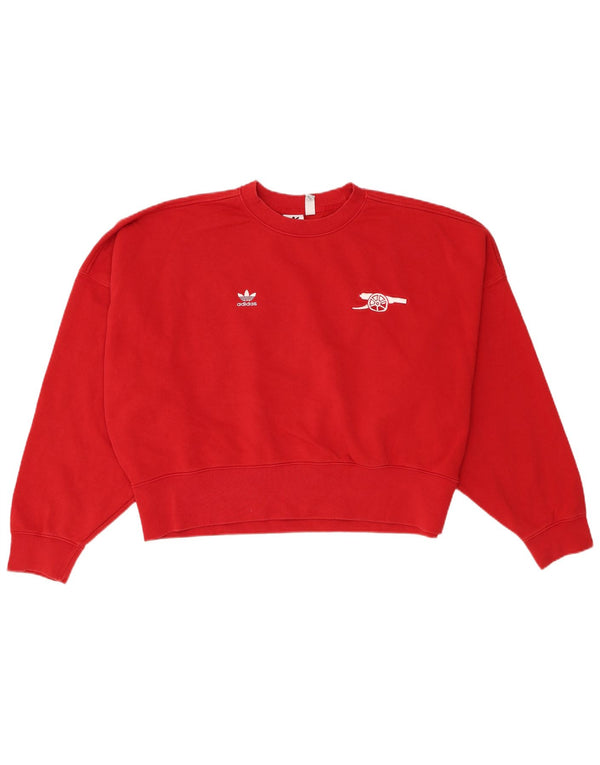 Adidas Womens Arsenal Crop Oversized Sweatshirt Jumper UK 12/14 Medium Red