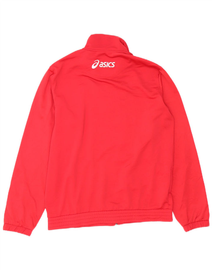 Giacca da tuta da uomo ASICS, giacca in poliestere color block rosso medio