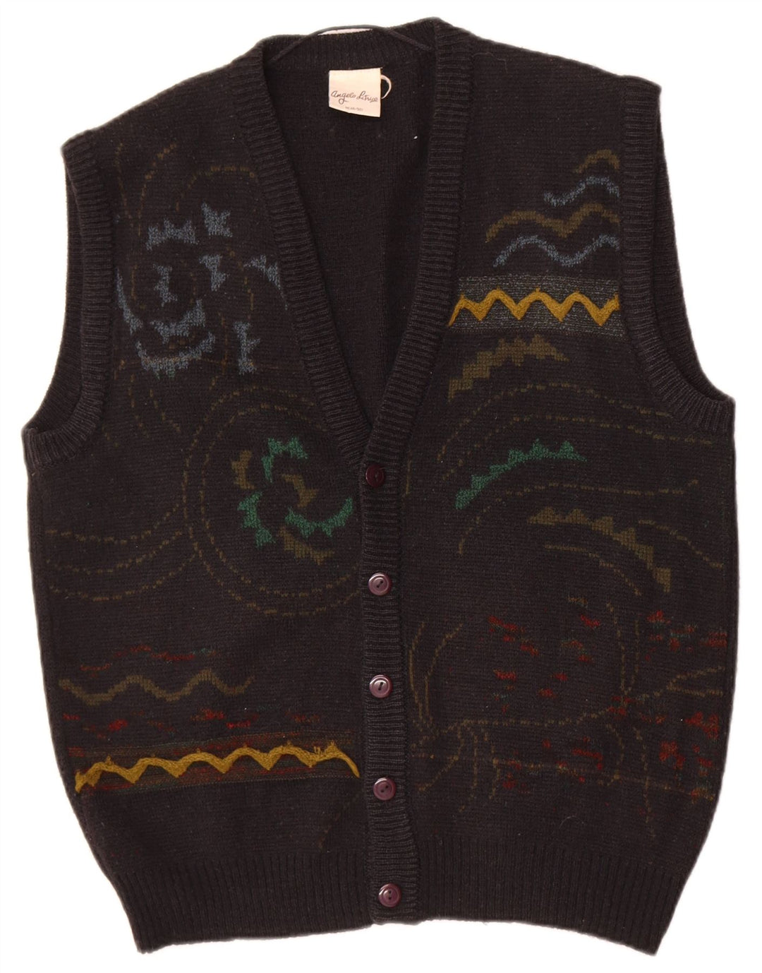 Angelo Litrico Mens Cardigan Sweater IT 48/50 Medium Black Geometric