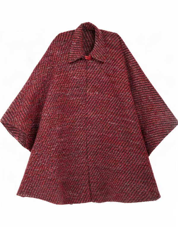 vintage Womens Cape Coat One Size Rouge Moucheté