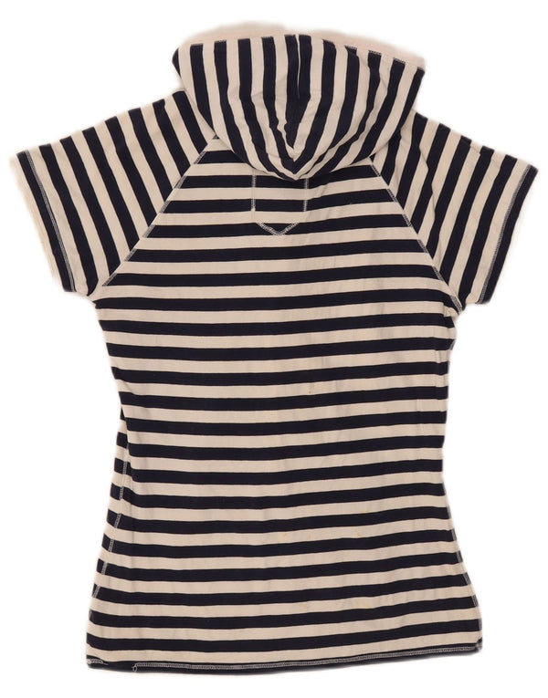 T-shirt da donna con cappuccio Superdry Top UK 12 cotone a righe medie blu navy