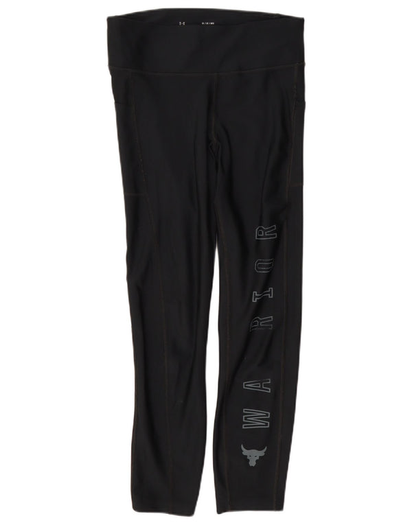 Under Armour Damen Heat Gear Graphic Crop Leggings UK 12 Medium Schwarz