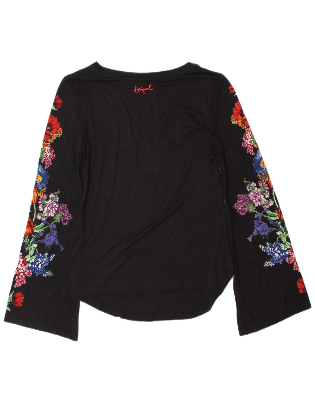 Desigual Womens Top Long Sleeve UK 10 Small Black Floral