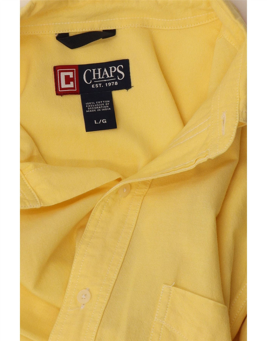 Chaps Mens Shirt Large Yellow Cotton