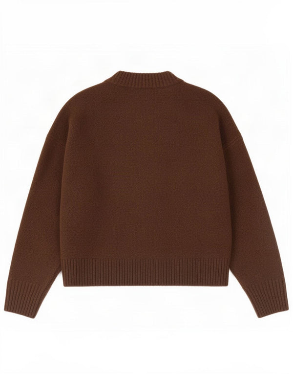 Zara Pull surdimensionné à col bateau pour femme UK 10 Petit Marron