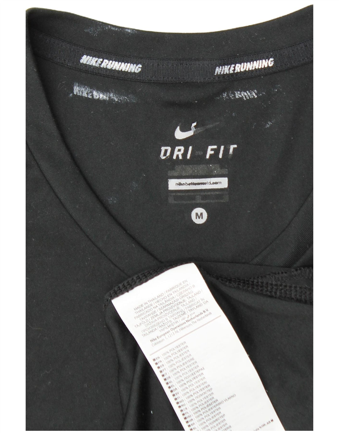 NIKE Mens Dri Fit T-Shirt Top Medium Black Polyester