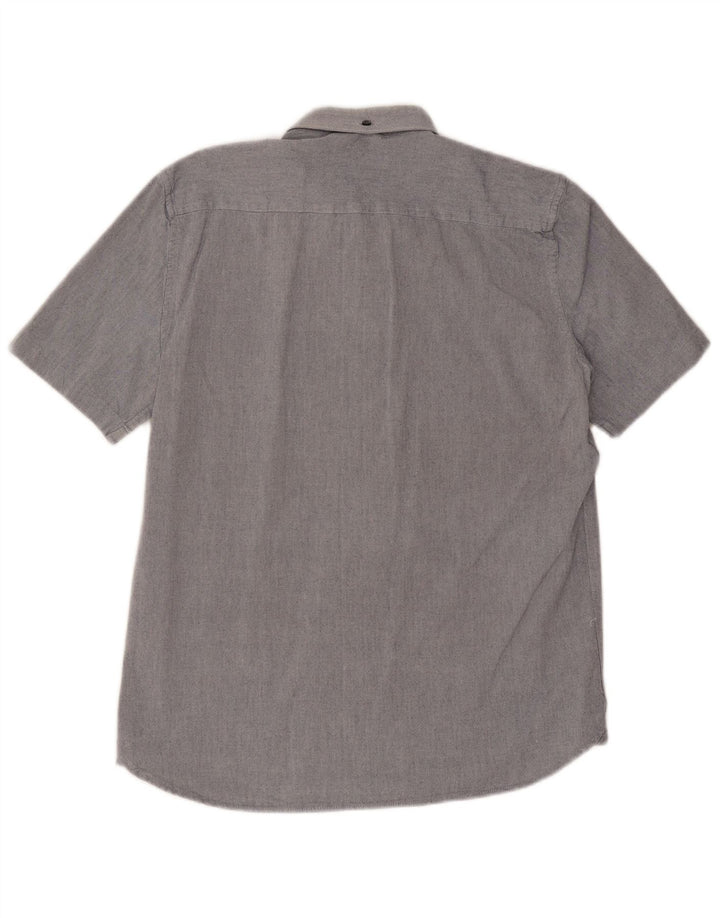 French Connection Mens Short Sleeve Shirt Medium Blue Cotton
