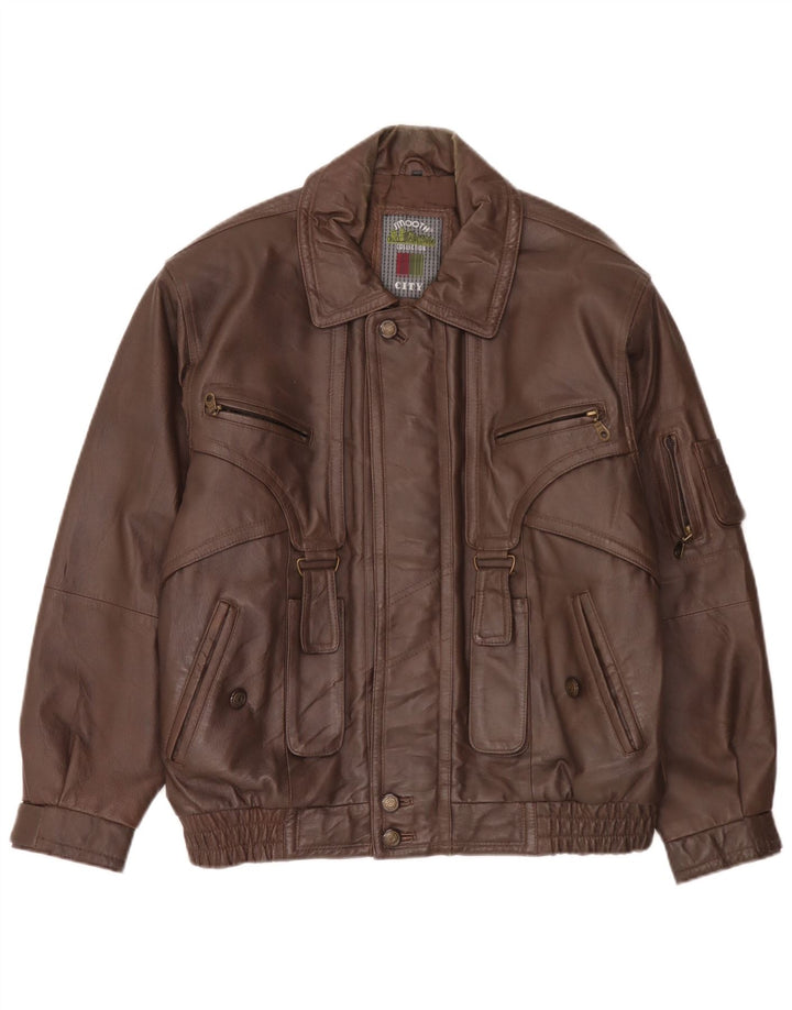 Vintage Mens Leather Jacket IT 48 Medium Brown