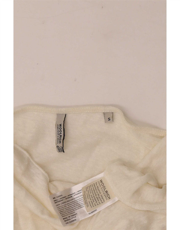 Woolrich ženska majica s otvorenim ramenima 3/4 rukava UK 10 Mala bijela