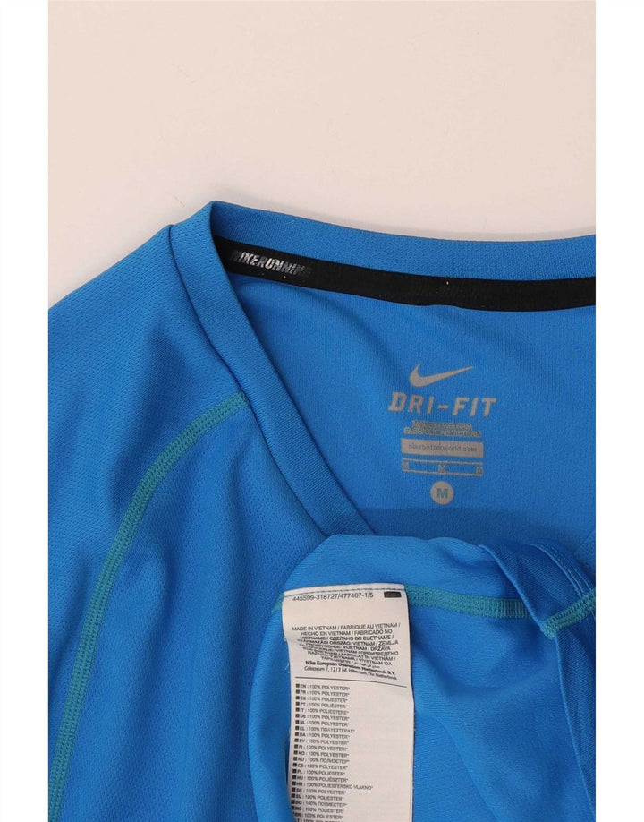 Nike Mens Dri Fit Camiseta Top Médio Azul Poliéster