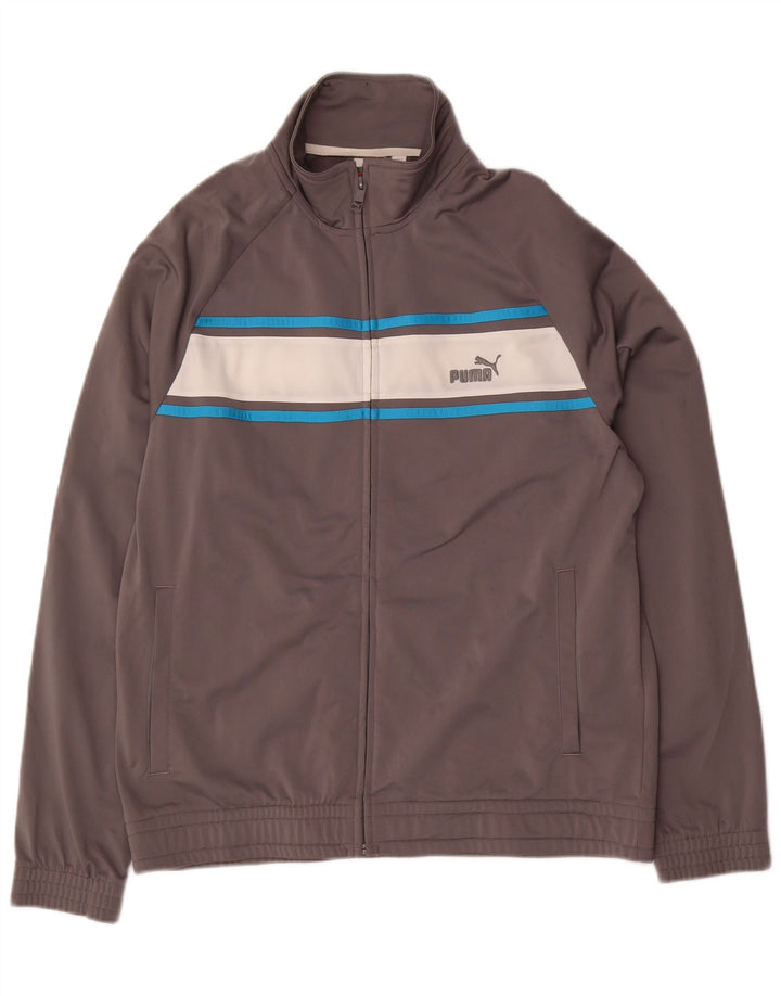 Giacca da tuta da uomo PUMA in poliestere color block grigio medio