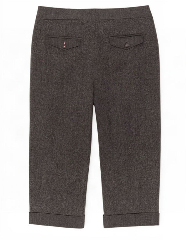 Pantaloni Capri da donna Marks & Spencer UK 16 Large W38 L22 Grigio a spina di pesce
