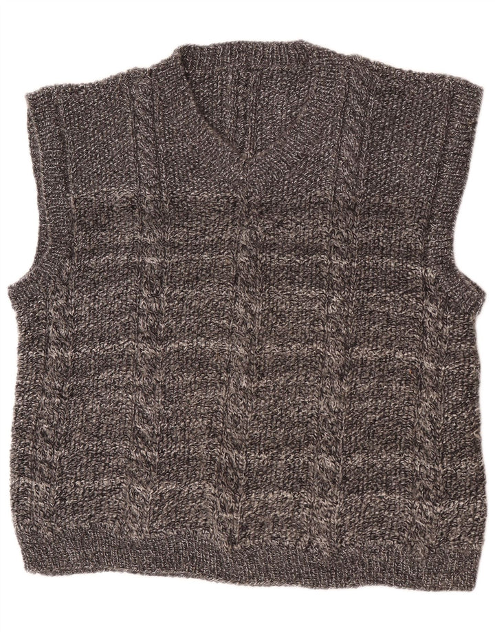 Vintage Mens Vest Tank Top XL Grey Striped