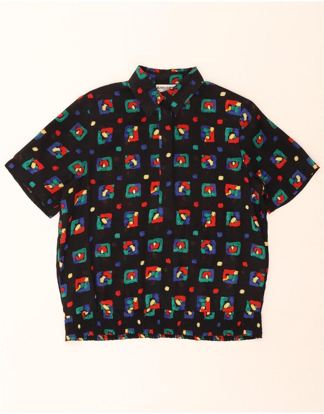 ALFRED DUNNER Womens Abstract Pattern Pullover Shirt US 8 Medium Black Vintage Alfred Dunner and Second-Hand Alfred Dunner from Messina Hembry 