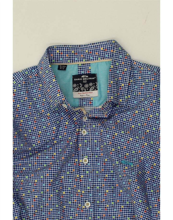 VINTAGE Mens Shirt Size 40 15 3/4 Medium Blue Spotted Vintage Vintage and Second-Hand Vintage from Messina Hembry 