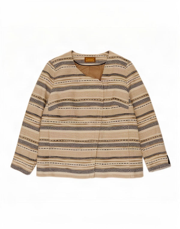 Jachetă pentru femei Marks & Spencer UK 24 4XL, bumbac cu dungi bej