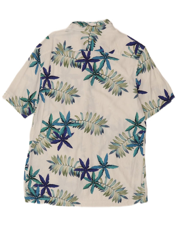 Reiss Mens Short Sleeve Shirt XL White Floral Viscose