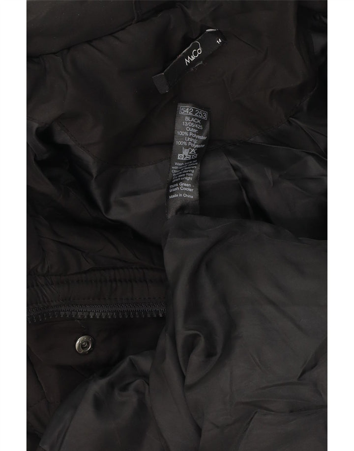 M&Co Womens Hooded Windbreaker Coat UK 14 Medium Black Polyester