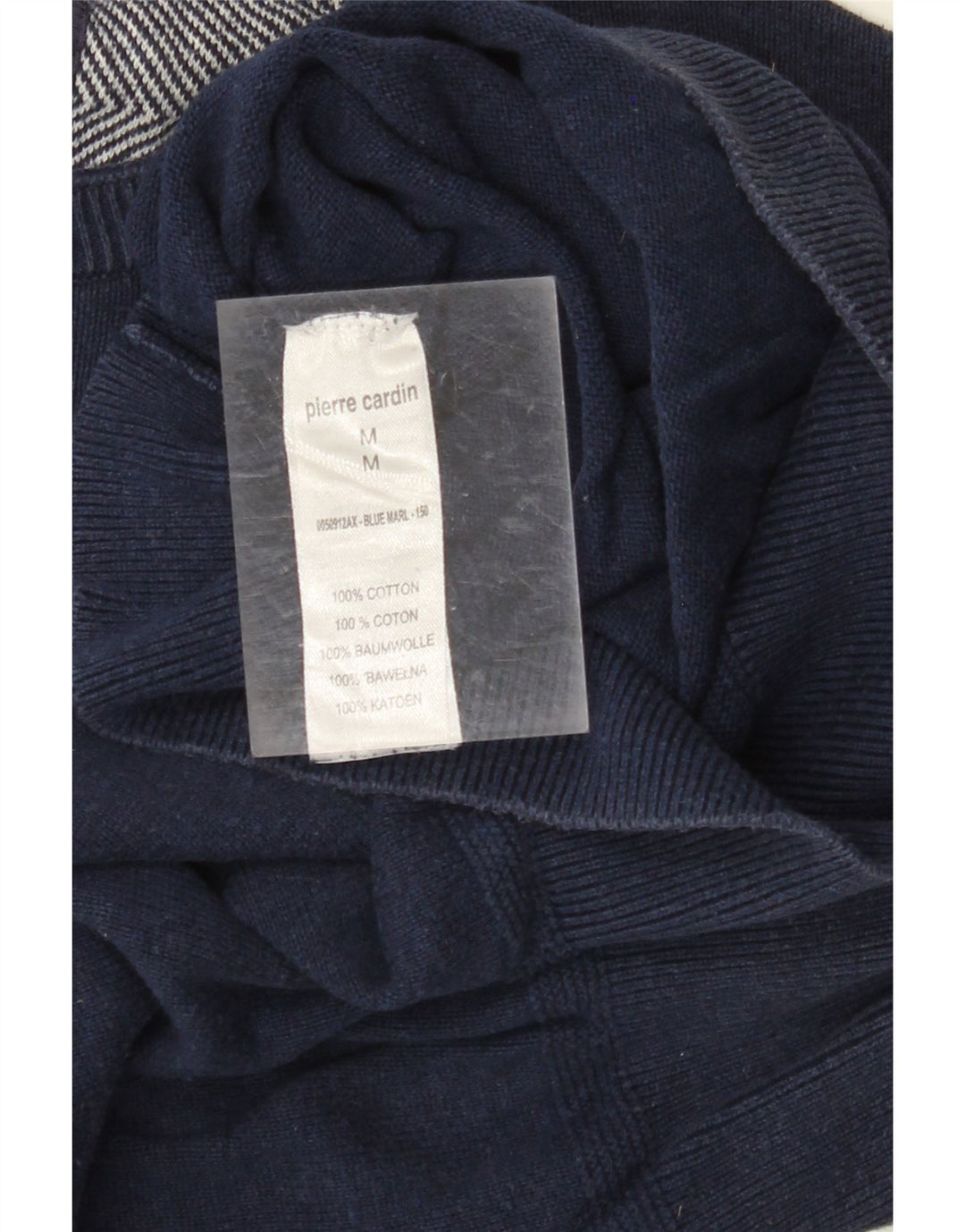 PIERRE CARDIN Mens Crew Neck Jumper Sweater Medium Navy Blue Cotton