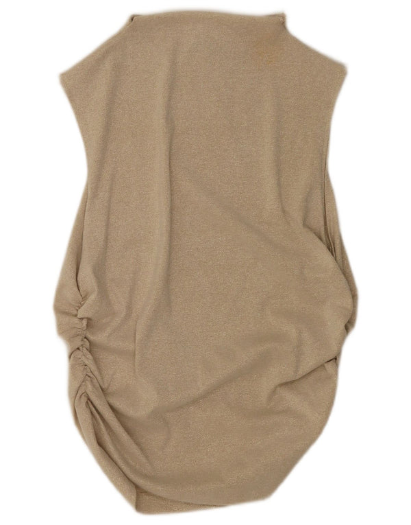 Marks & Spencer Womens Sleeveless Blouse Top UK 18 XL Beige Flecked Viscose
