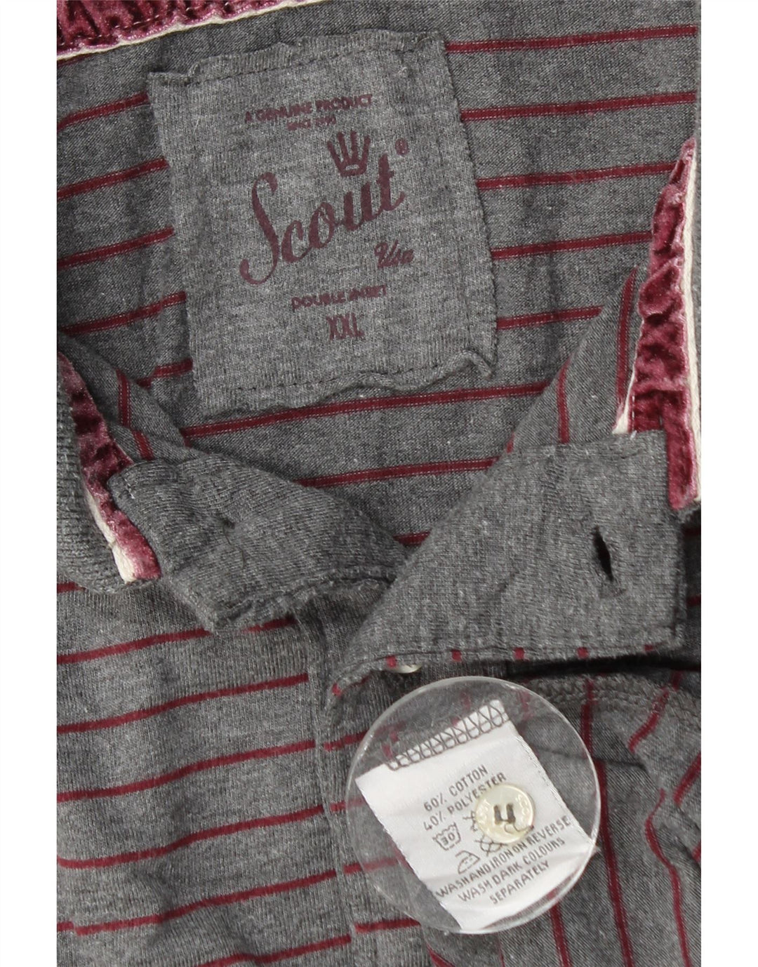 Scout Mens Polo Shirt 2XL Grey Striped Cotton