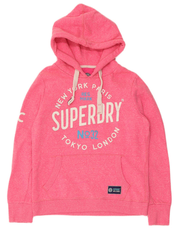 Superdry Damen-Kapuzenpullover mit Grafik, UK 14, mittelrosa, Polyester
