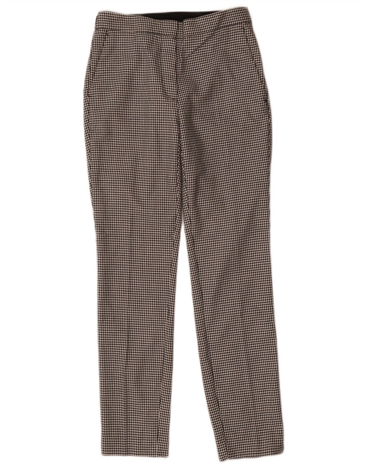 Zara Womens Slim Suit Trousers XS W24 L27 Black Houndstooth Polyester