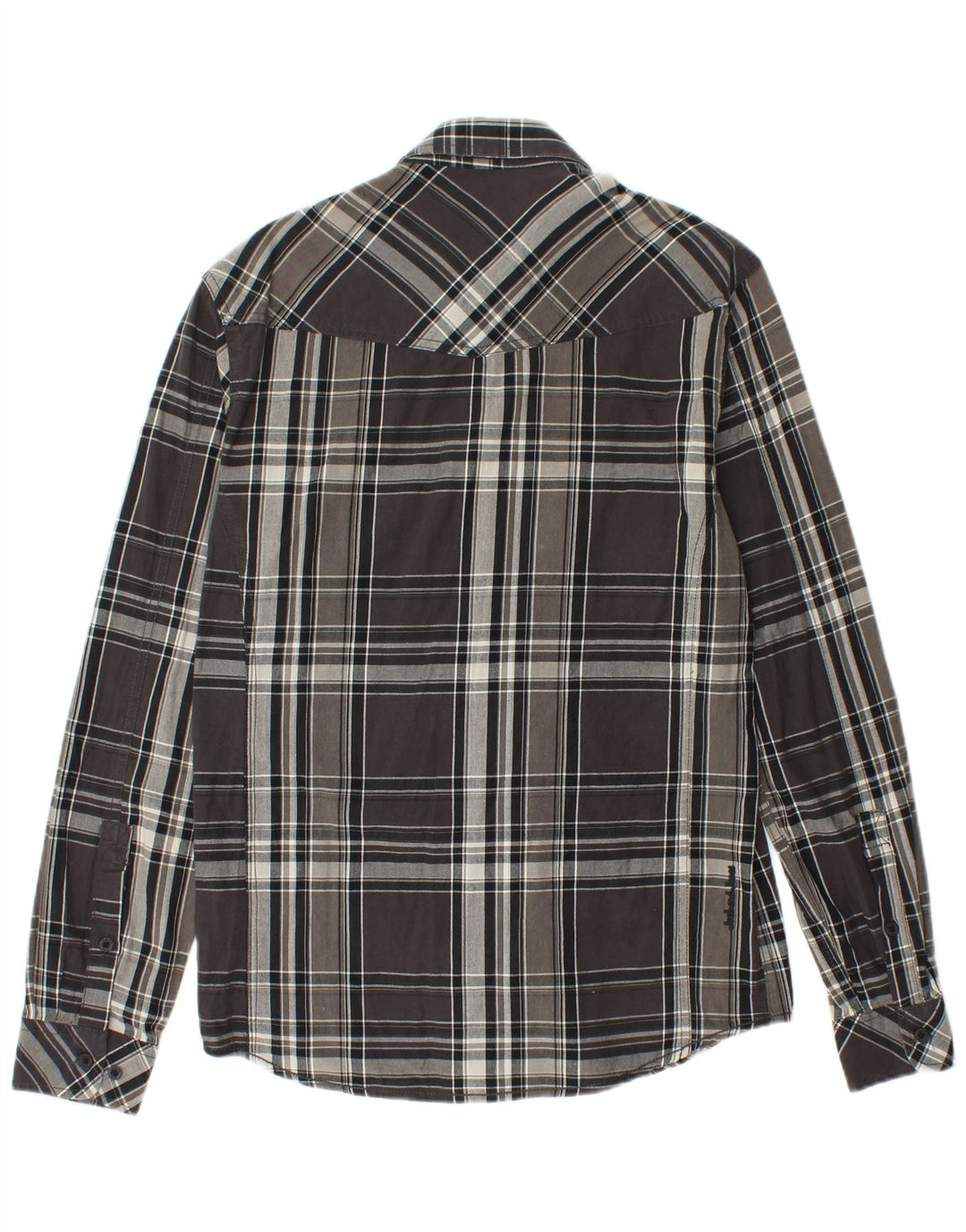 JACK & JONES Mens Shirt Small Grey Check Cotton
