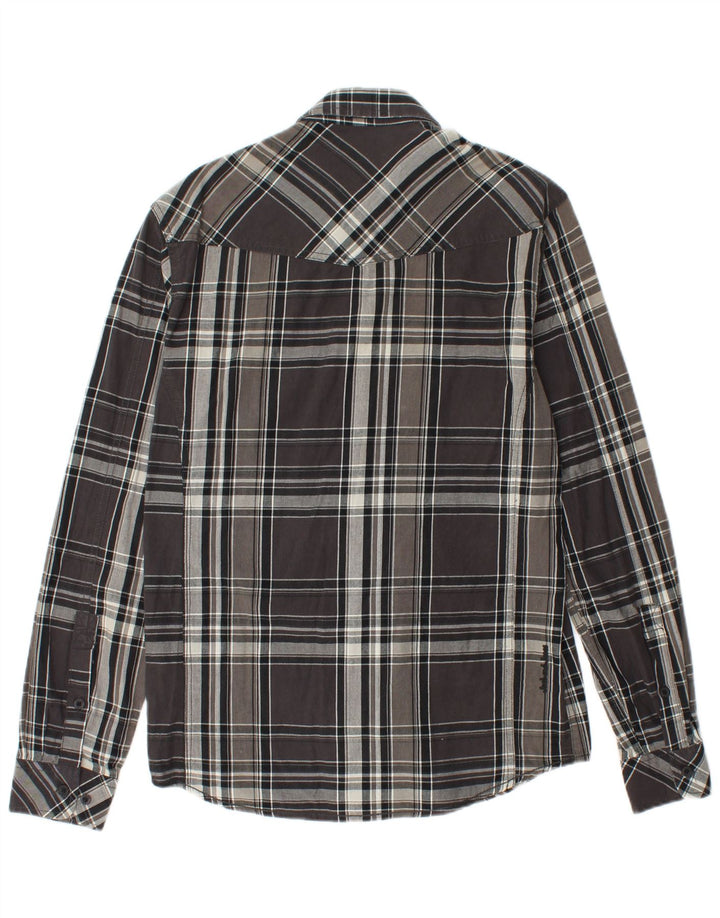 JACK & JONES Mens Shirt Small Grey Check Cotton