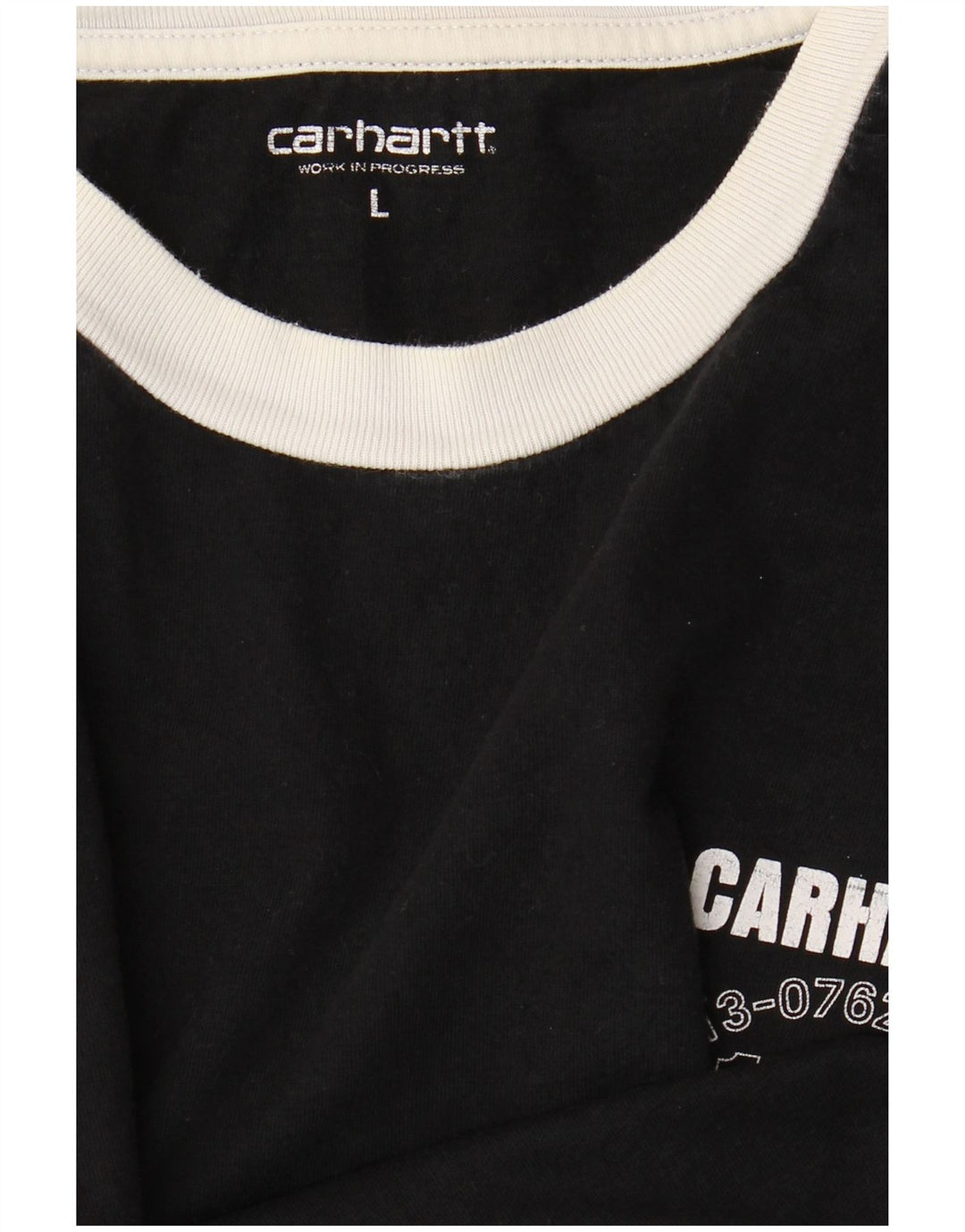 CARHARTT Mens Graphic Top Long Sleeve Large Black Striped