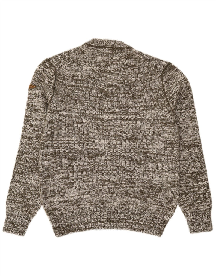 Aviazione Navale Mens V-Neck Jumper Sweater Medium Grey Flecked Wool