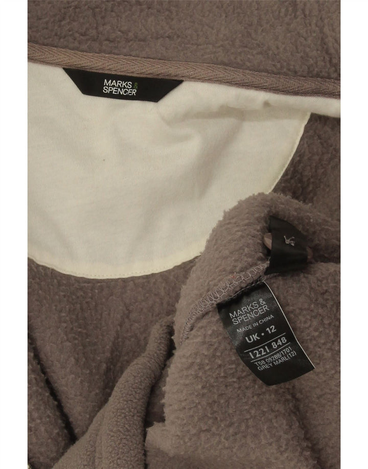 Marks & Spencer Womens Oversized Fleece Jacket UK 12 Medium Grey Polyester