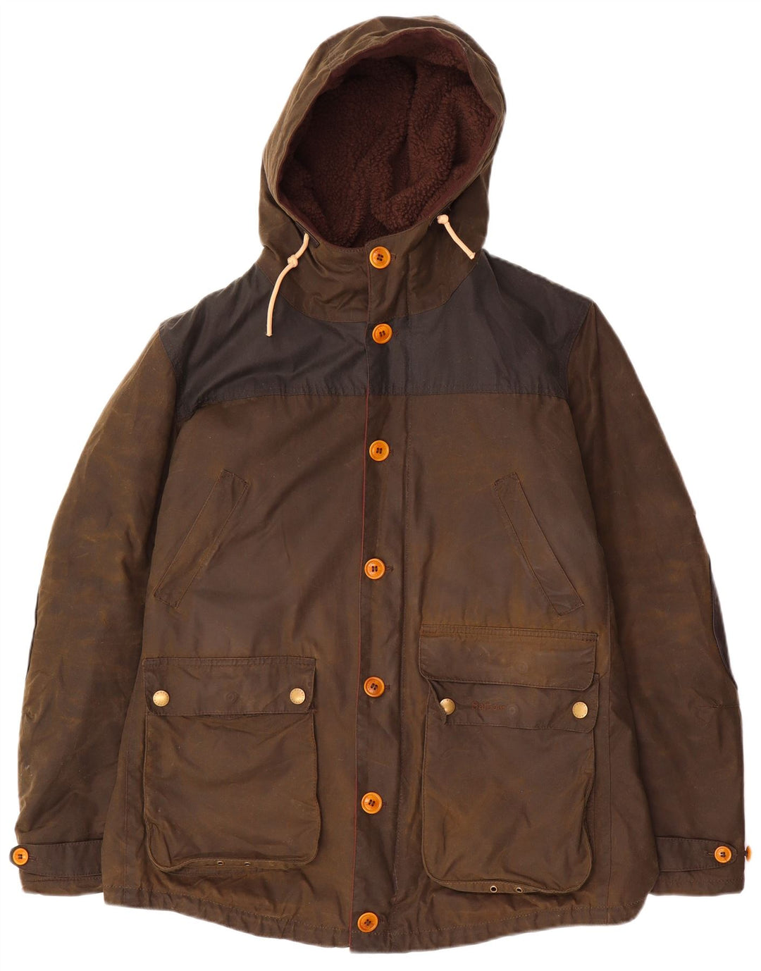 Barbour Mens Hooded Waxed Cotton Jacket UK 40 Large Brown