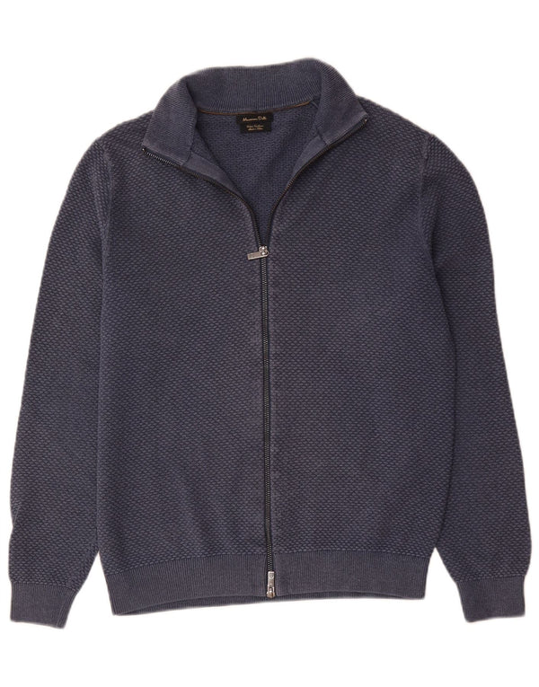 Massimo Dutti Cardigan entièrement zippé pour homme en coton bleu marine Taille S