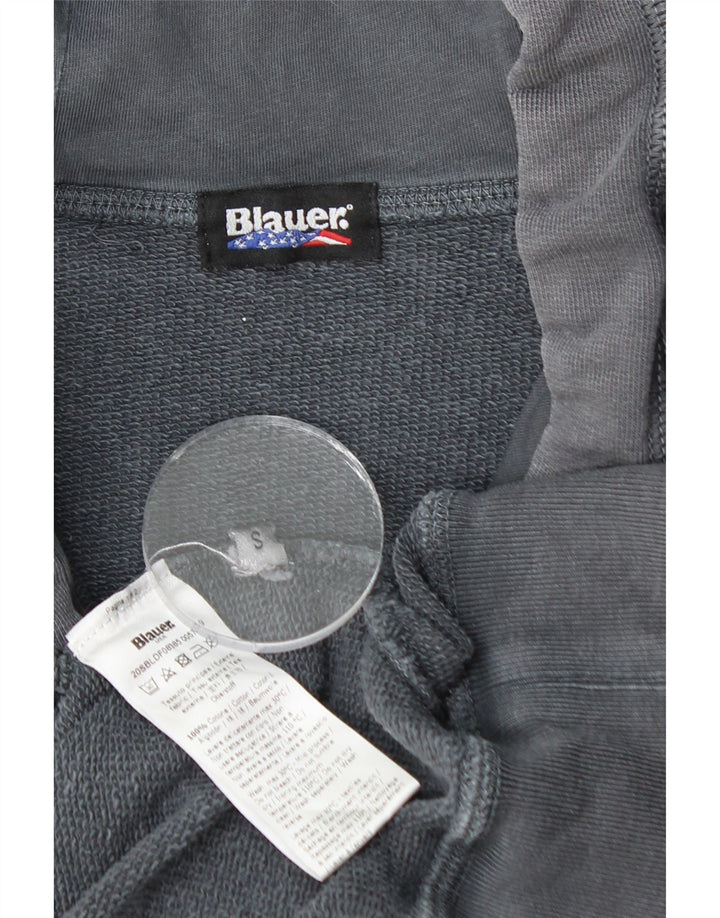 BLAUER Mens Hoodie Jumper Small Grey Cotton
