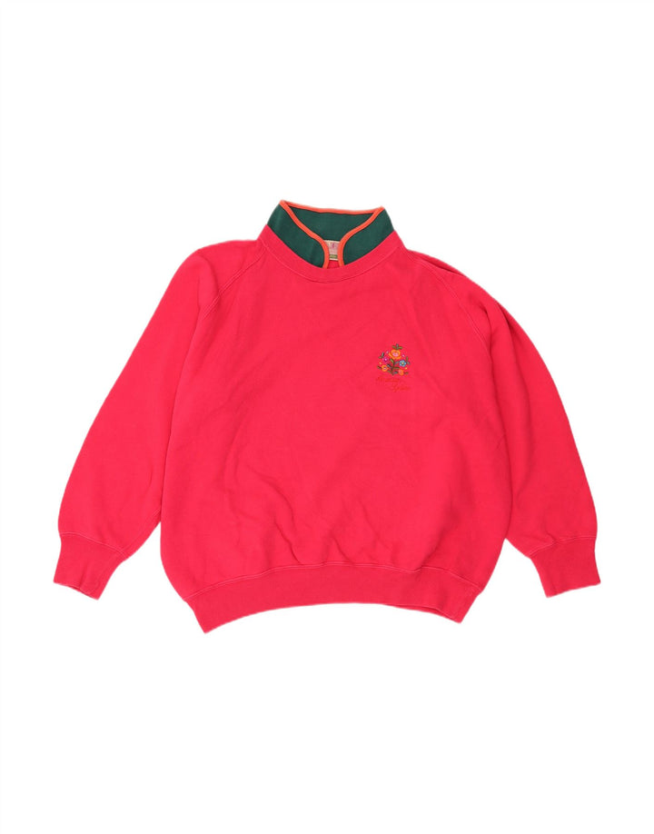 AMERICAN SYSTEM Womens Sweatshirt Jumper UK 16 Large Pink Colourblock
