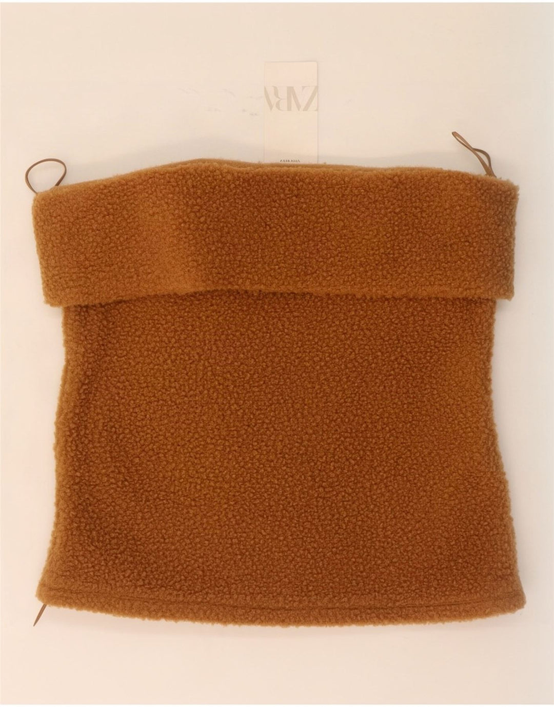 Zara Womens Crop Fleece Strapless Top UK 18 XL Brown Polyester