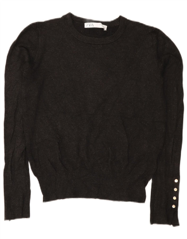 Zara Womens Boat Neck Jumper Sweater UK 10 Small Grey