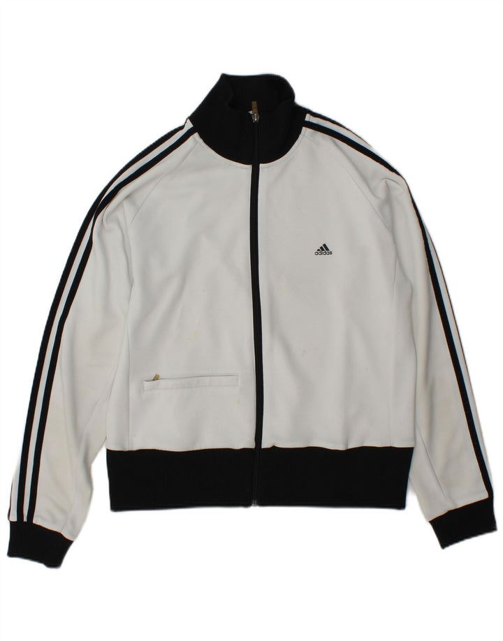 Adidas Damen Trainingsanzug Top Jacke UK 18 XL Weiß Colourblock Polyester