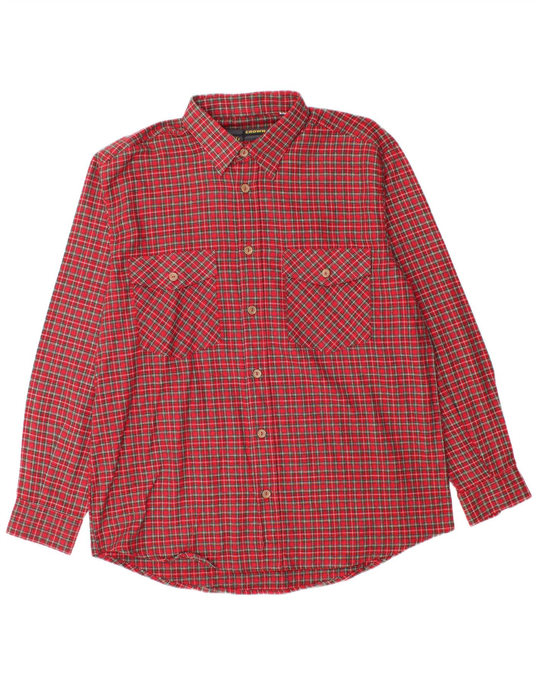 Camicia da uomo in flanella Crown taglia 43 grande cotone a quadri rossi