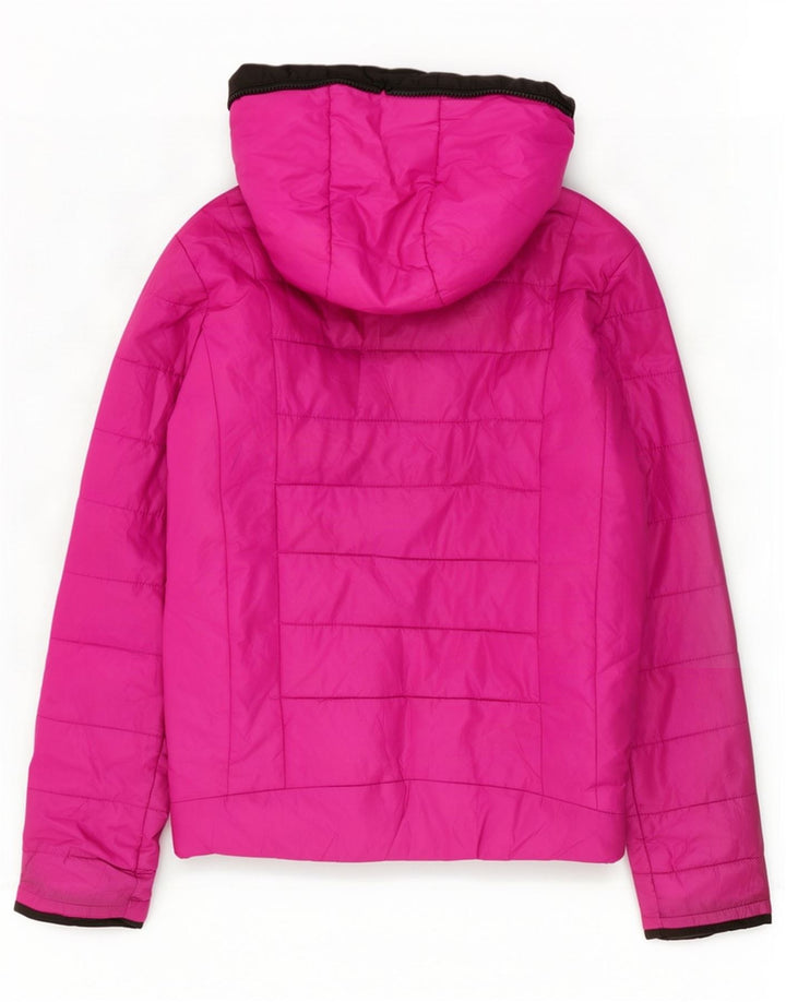 Kappa Womens Hooded Oversized Padded Jacket UK 10 Small Pink Polyester