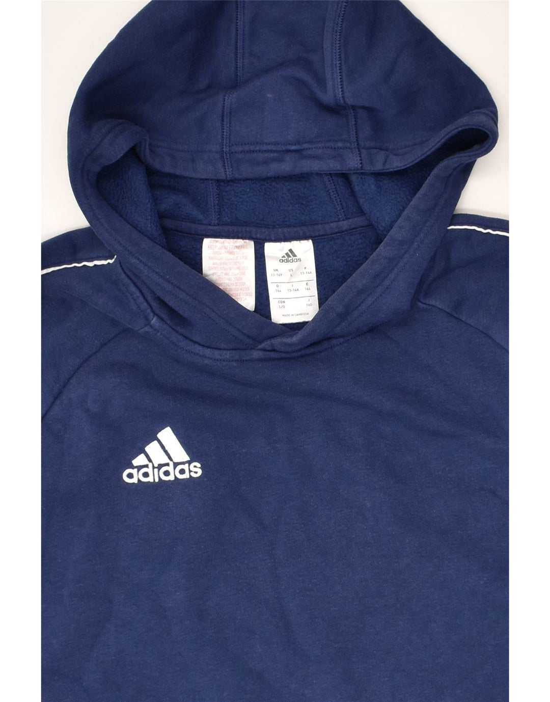 ADIDAS Boys Hoodie Jumper 13-14 Years Navy Blue Cotton | Vintage Adidas | Thrift | Second-Hand Adidas | Used Clothing | Messina Hembry 