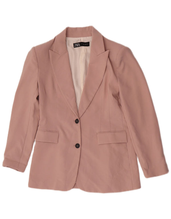 Zara Womens 2 Button 2 Piece Suit UK 16 Large W32 L31 Pink Polyester