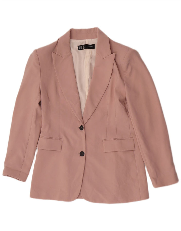 Zara Womens 2 Button 2 Piece Suit UK 16 Large W32 L31 Pink Polyester