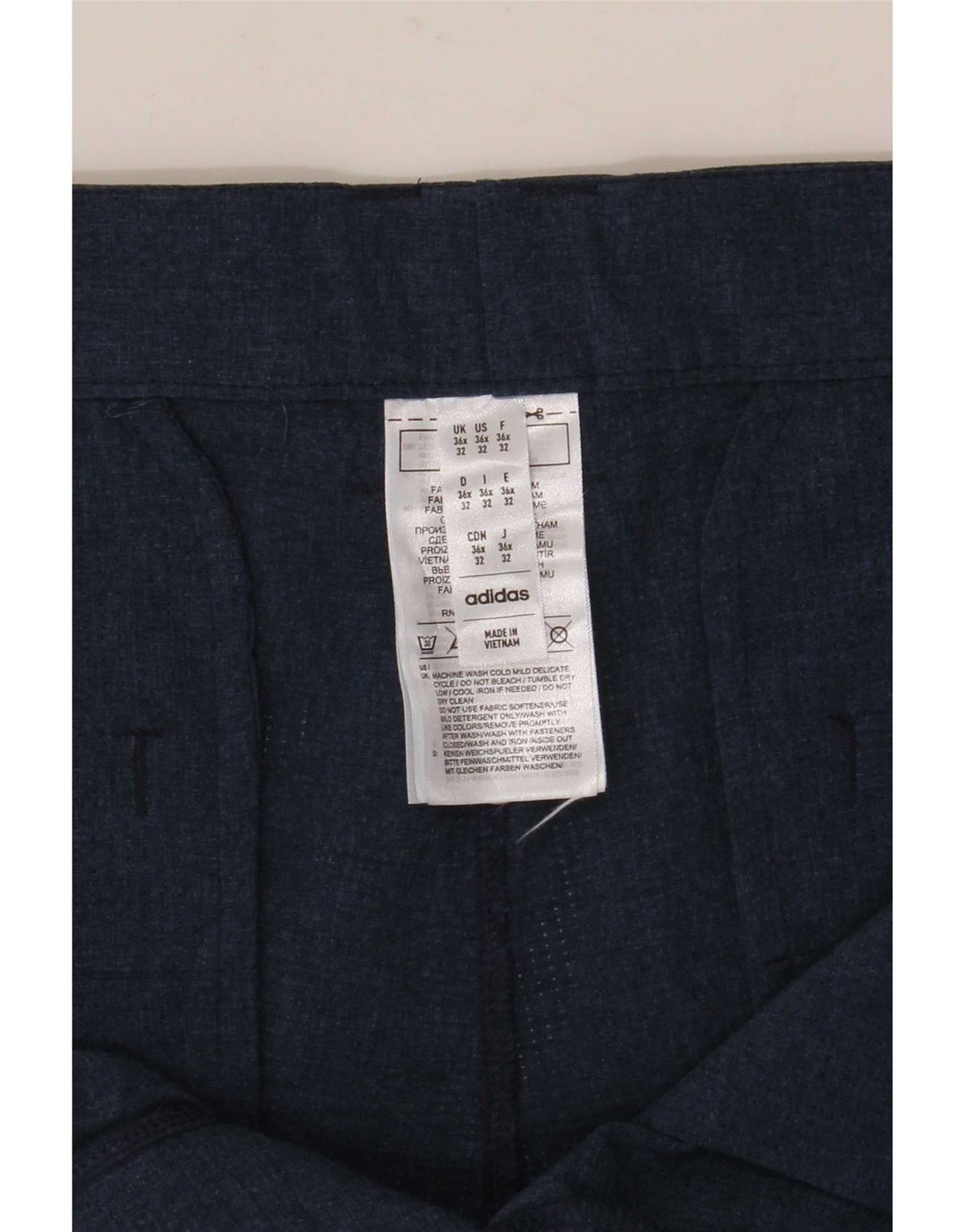 Adidas Mens Straight Chino Trousers W36 L28 Navy Blue Polyester